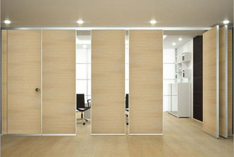 Sliding folding partition guide for commercial and office space solutions