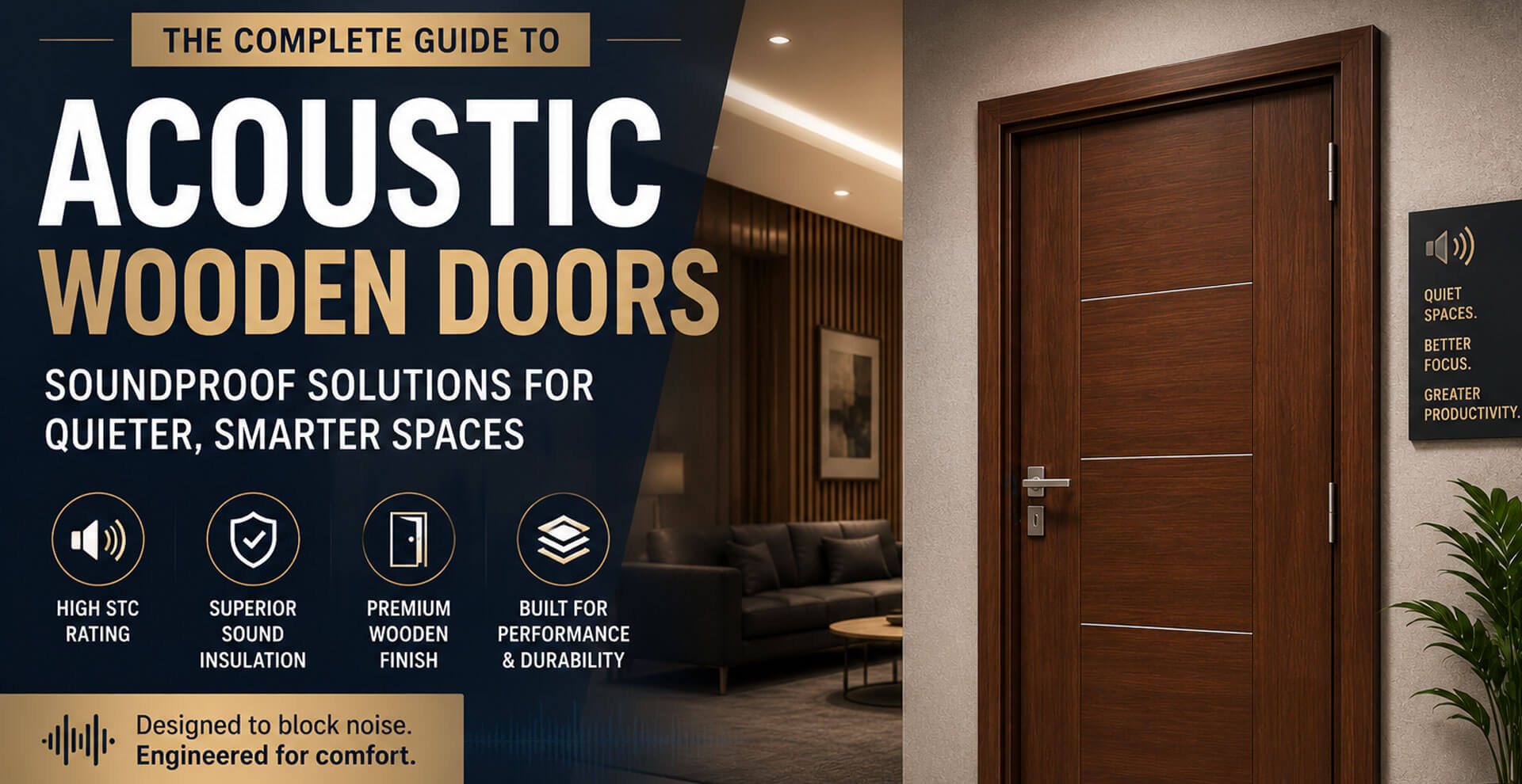 Acoustic wooden doors for soundproofing and noise control applications