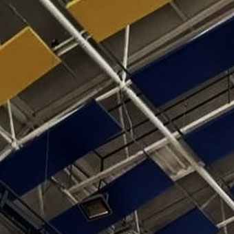 Grooved wooden slats acoustic