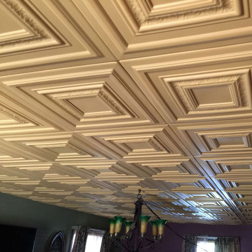 Acoustic ceiling tiles for noise reduction in washrooms and commercial areas