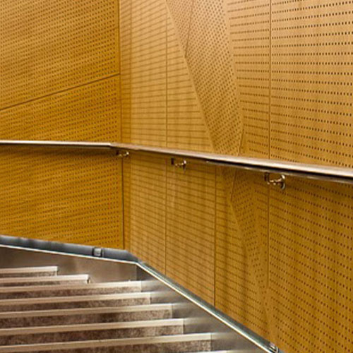 Perforated wood ceiling panels acoustic panel system installation
