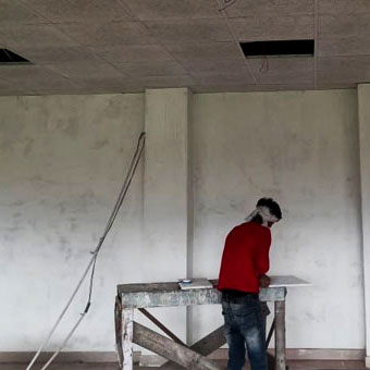 Sliding folding acoustic partition